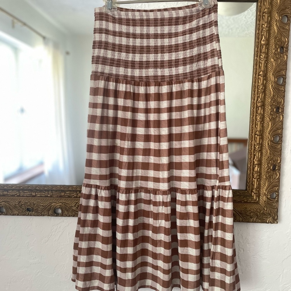 Brown and White Gingham 100% Pima Cotton Skirt